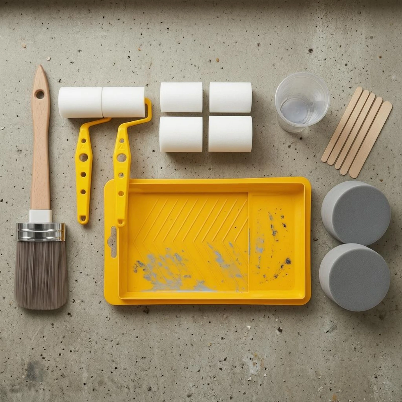 

Painting Tool Kit Foam Rollers Painting Supplies Kit Paint Roller Set Measuring Cup Roller Brush Set Graduated Markings