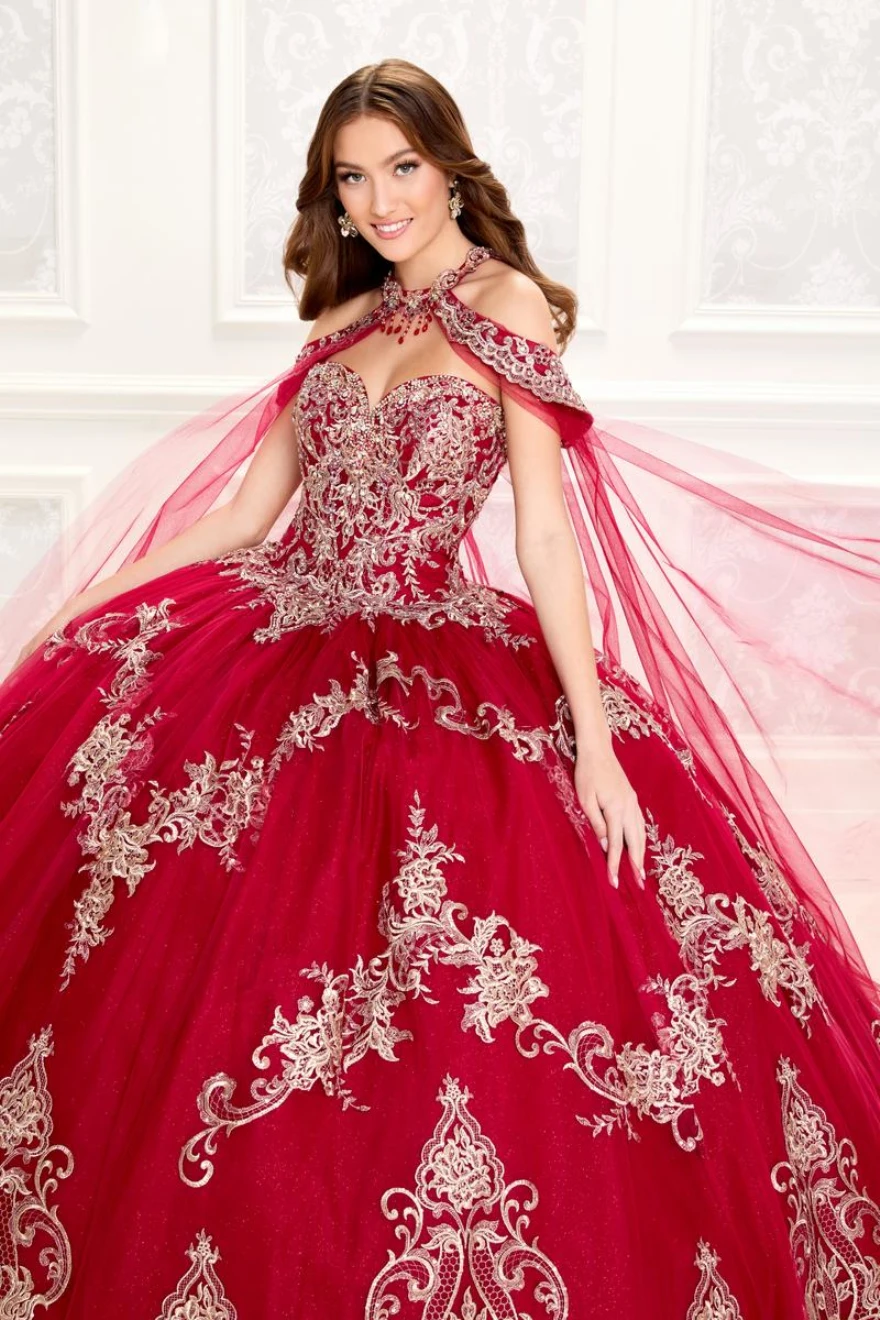 Maßgeschneiderte luxuriöse rote Quinceanera-Kleider, Ballkleid, geschwollener Tüll, Spitze, Perlen, Kristall, süße 16-Kleider, Prinzessinnen-Partykleider YQD32