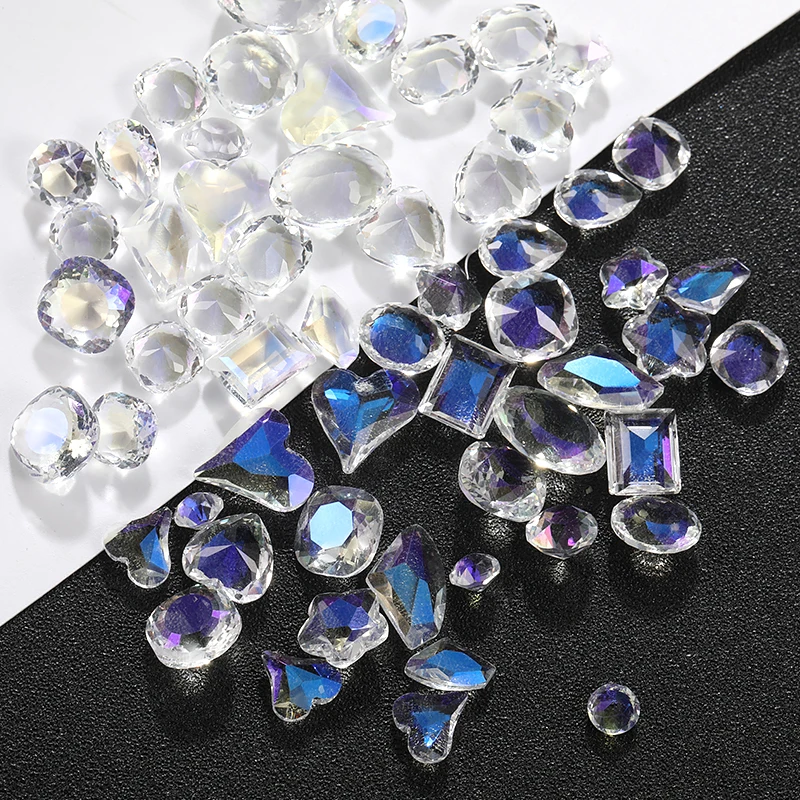 10pcs Pointback Stones Clear Bottom Moonlight Crystals Rhinestones For Nails Decoration Glue On Strass Jewelry Making Accessorie