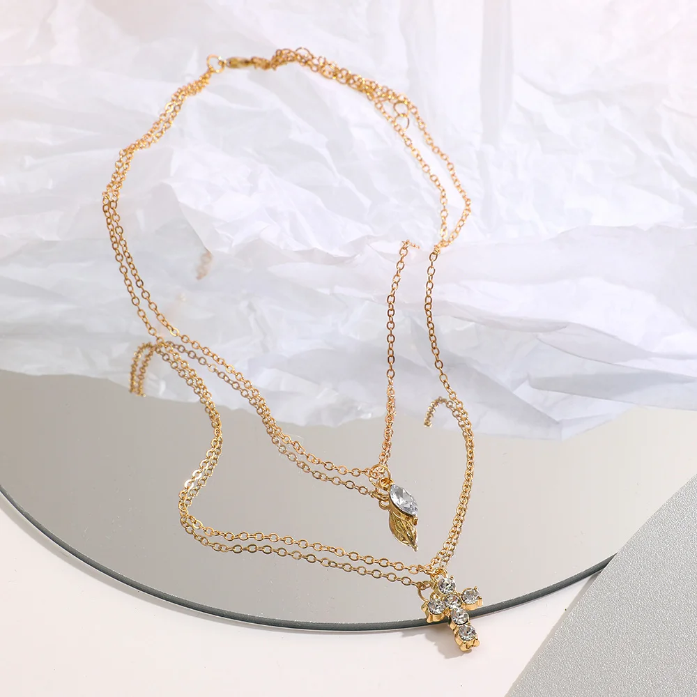 17KM Gold Color Vintage Zircon Pendant Necklaces for Women Girls Multilayer Adjustable Chains New Fashion Trend Jewelry Gifts