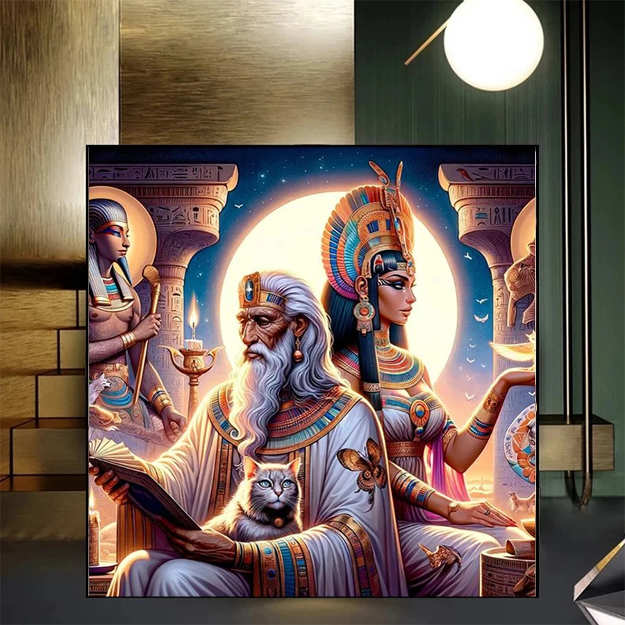 Diamond Painting Kit New Retro Egyptian Queen Pharaoh 5d Diamond Embroidery Full Drill Mosaic Decoration