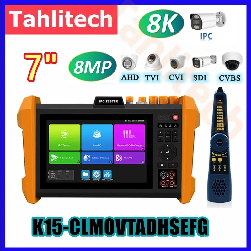 

7" Touch Screen IPC Tester Monitor for IP/AHD/CVI/TVI/SDI Camera Testing SFP Optical Module Network Cable Tester