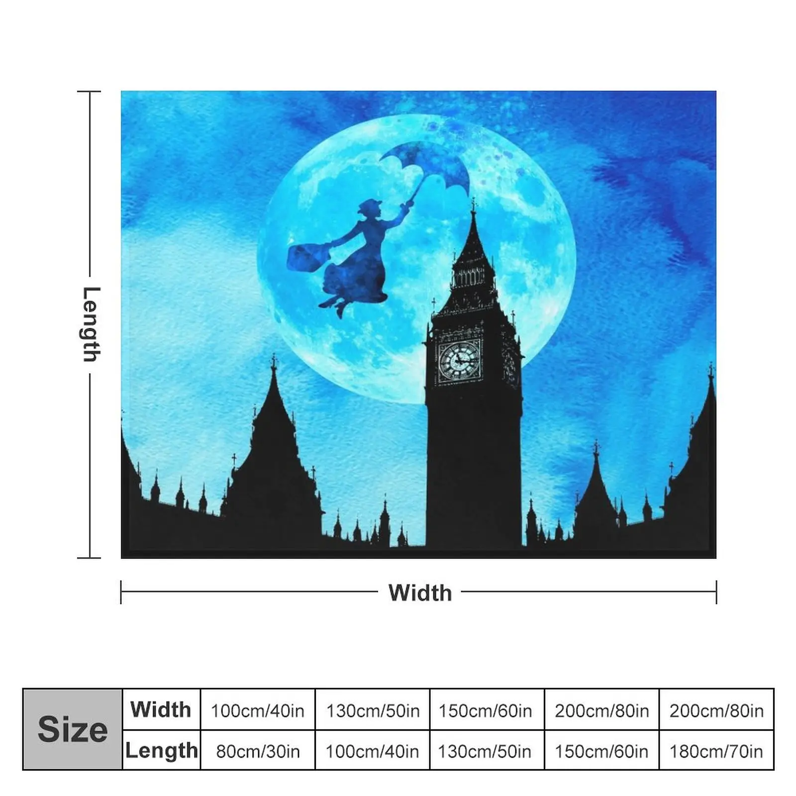 Magical Watercolor Night - Mary Poppins Throw Blanket Soft Plush Plaid Single valentine gift ideas Blankets