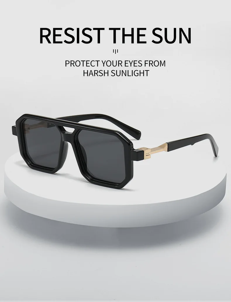 2024 quadratische Sonnenbrille für Männer Vintage-Mode Gläser Sonnenbrille Frauen Trendy Dropshipping Shades Gafas De Sol Hombre Lunette – Detail 8