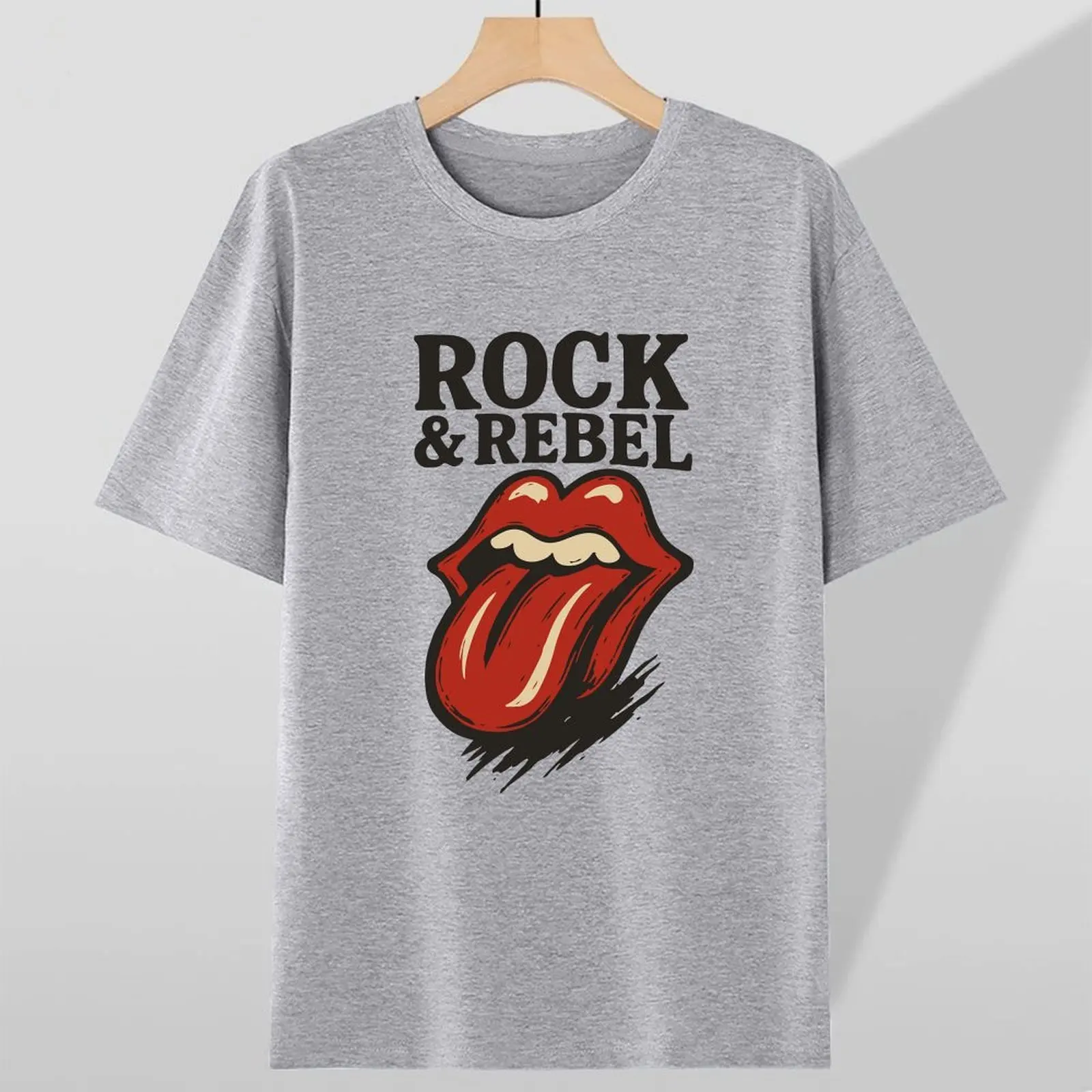 

2025 T Shirts Woman Elegant Short Sleeved Round Neck Thin Loose Casual Funny Pattern Rock Print T-Shirt Top For Summer