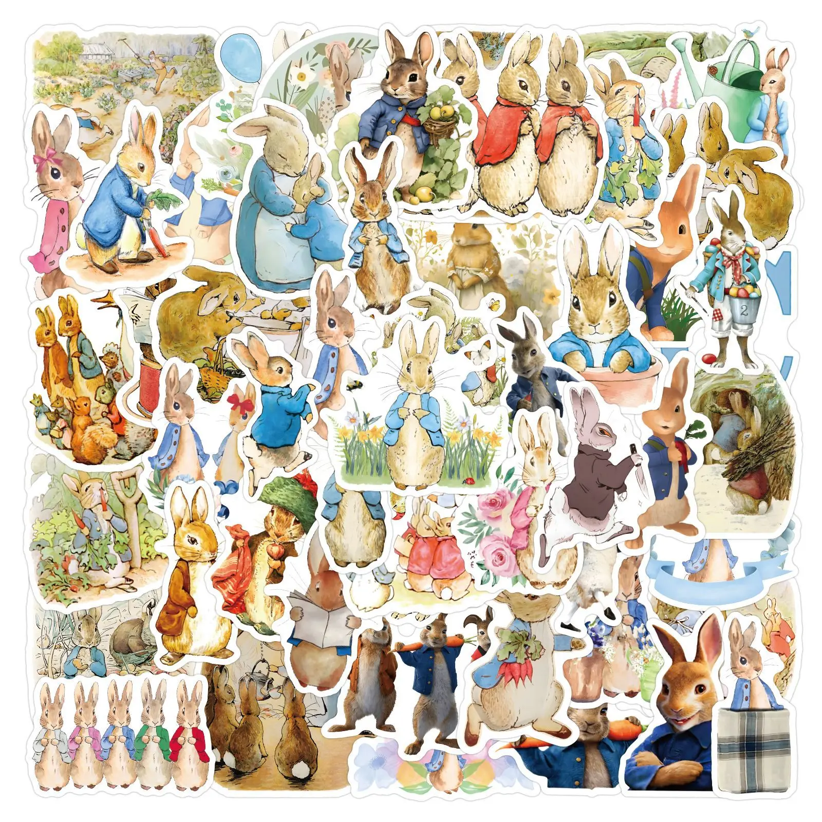 56Pcs/Set kawaii Rabbit Stickers Peter Diary Planner junk journal Decorative Scrapbooking DIY Craft Stickers