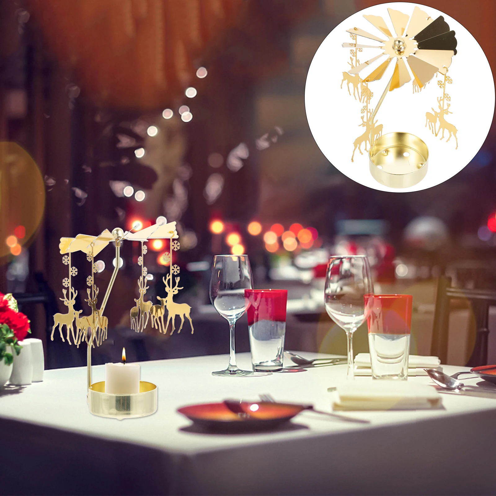 

1pc Rotating Holder Elk Revolving Iron Decor Wedding Banquet Stage Coffee Shop Bar Spinning Golden Aromatherapy