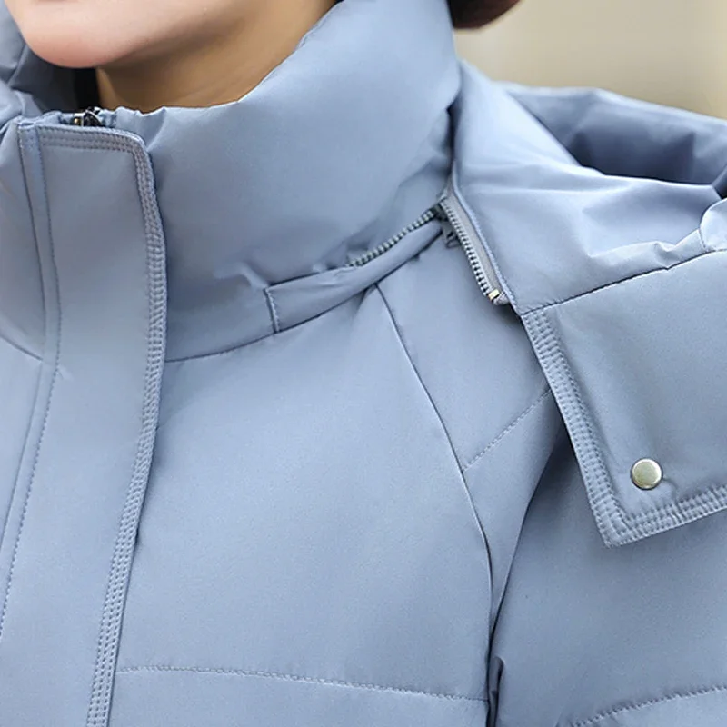 Chaquetas largas de invierno para mujer de mediana edad, abrigos Vintage Prakas con capucha, abrigos elegantes gruesos y cálidos de plumón de pato blanco, prendas de vestir exteriores para mujer