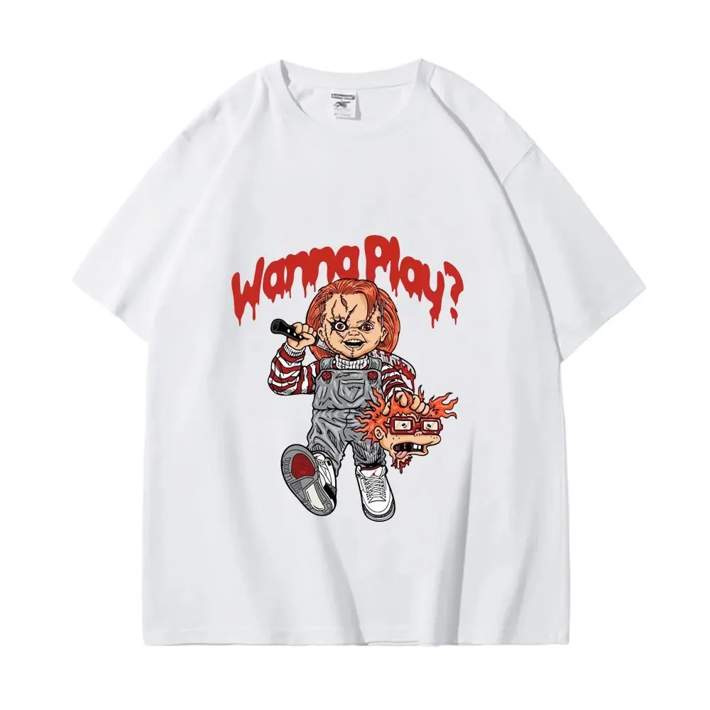 Divertenti magliette grafiche Chucky Horror uomo donna magliette oversize moda gotica T-shirt manica corta in puro cotone di alta qualità