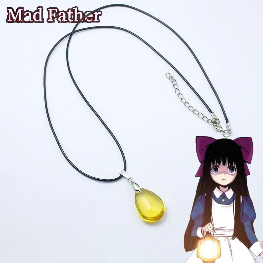 Juego Mad Father Aya Drevis collar de Cosplay colgante en forma de gota amarilla cadena de clavícula accesorios de joyería