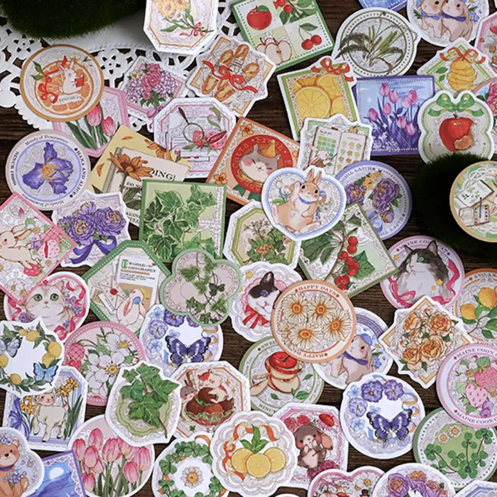 Sealing Stickers Eco-friendly Waterproof Various Patterns Durable Mirror Flower Series Hand Account Scrapbooking Stickers