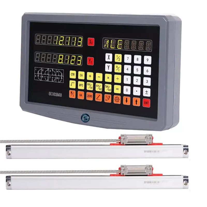 SINO 2 Axis Digital Readout DRO Kit SDS2MS and 2pcs KA300 1um 5u Ruler High Precision Linear Scale Optical Encoder Lathe Milling