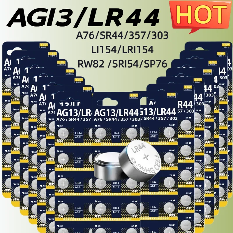

LR44 AG13 357 SR44 Zinc-manganese Dioxide Button Coin Cell Battery for Remote Watch Electronic Device Toys Clock