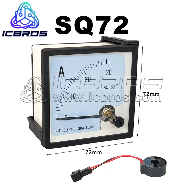 SQ72 CP72 Pointer Type AC Ammeter 30A/15mA 30A/30mA 50A/25mA With Transformer SQ-72 CP-72