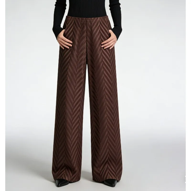 

Женские плиссированные брюки Miyake 2026, весенние модные прямые брюки в клетку, универсальные прямые брюки, повседневные модели для женщин