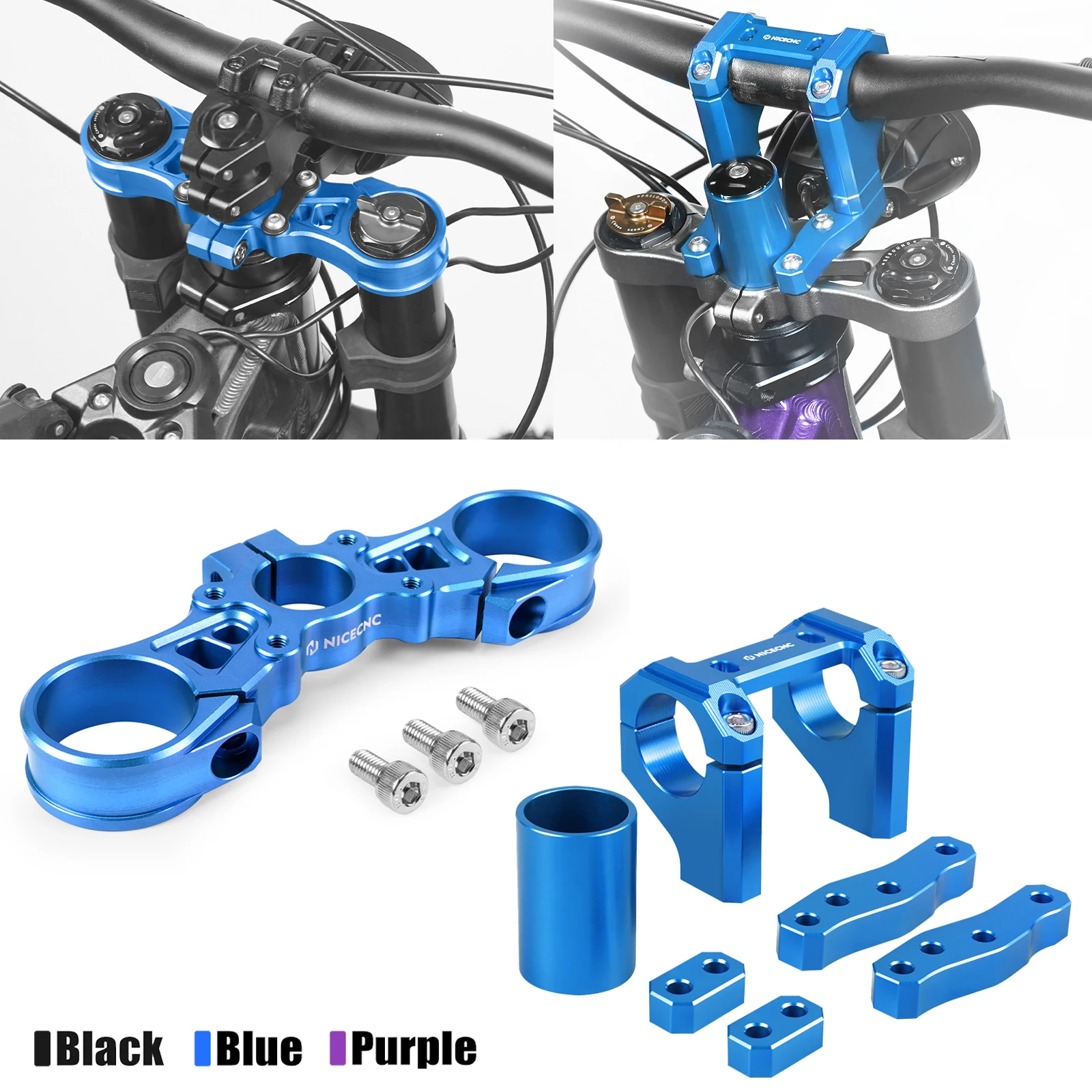NICECNC For Sur-Ron Surron Light Bee X S Motocross Upper Triple Clamp Top Link & Front Handlebar Bar Riser Mount Bracket