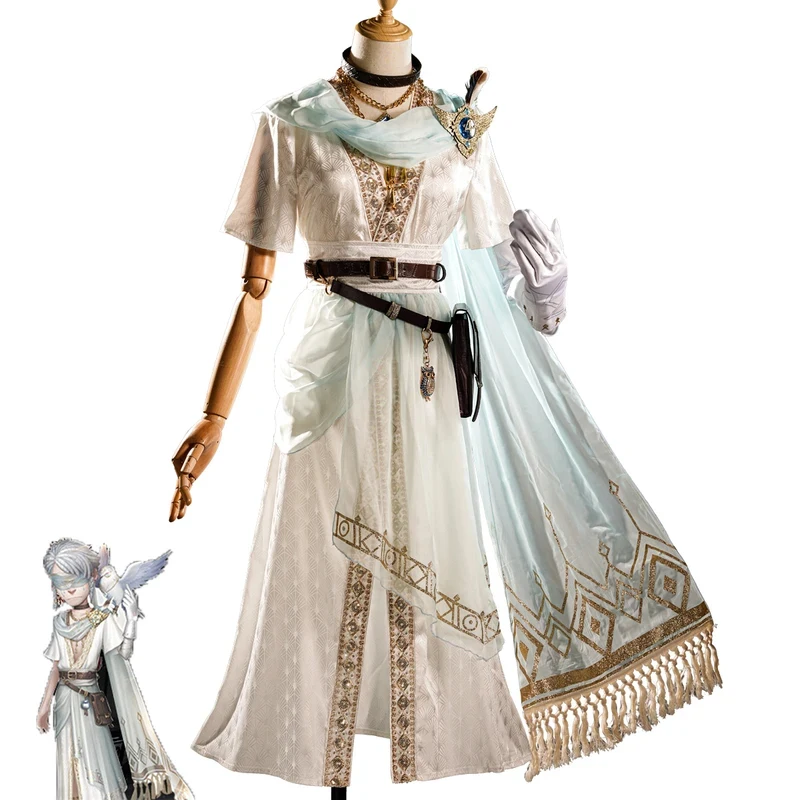 6'h\b/5;e,8\v,5/Game Identity V Seer Eli Clark Cosplay Costume Truth Prophet White Suit Fancy Party Outfits Anime Hald;5'b\7/m' view 2