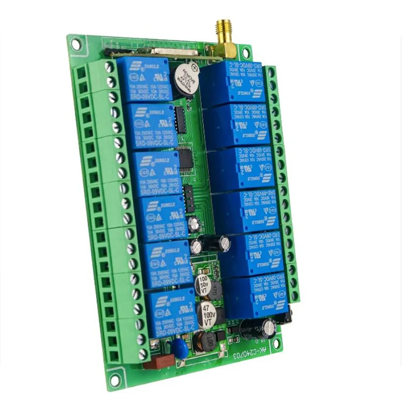 Controlador de Radio Industrial DC 12V 24V 36V 48V 12CH, Control Remoto Inalámbrico RF, Receptor para Sistema de Grúa Pu