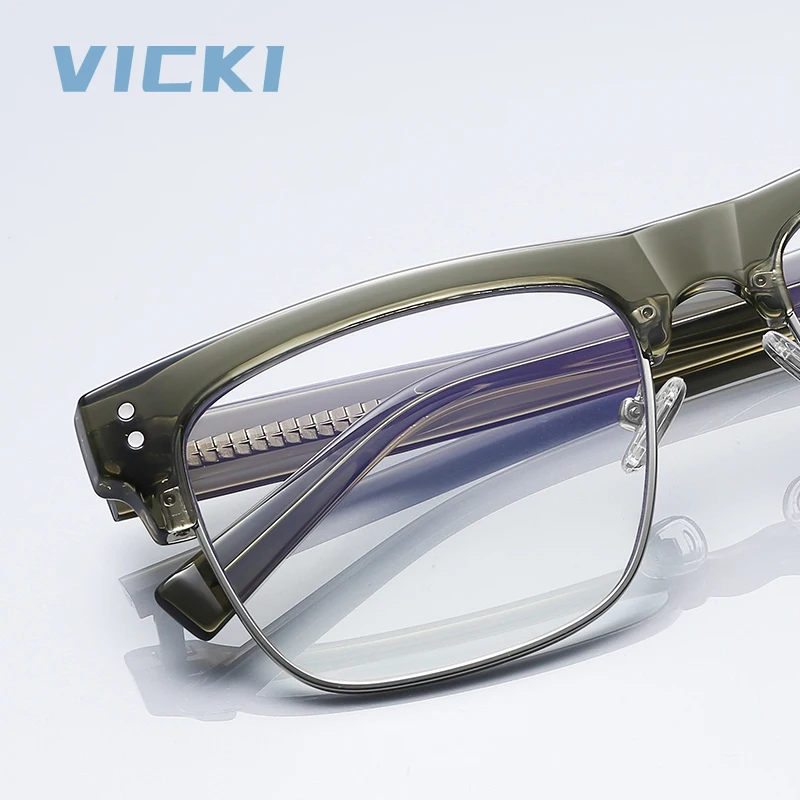 VICKI Male Rivets Large Square Frame High Quality Insert Optical Frame Can Be Customized Prescription Multi-focus GlassesPFD2203