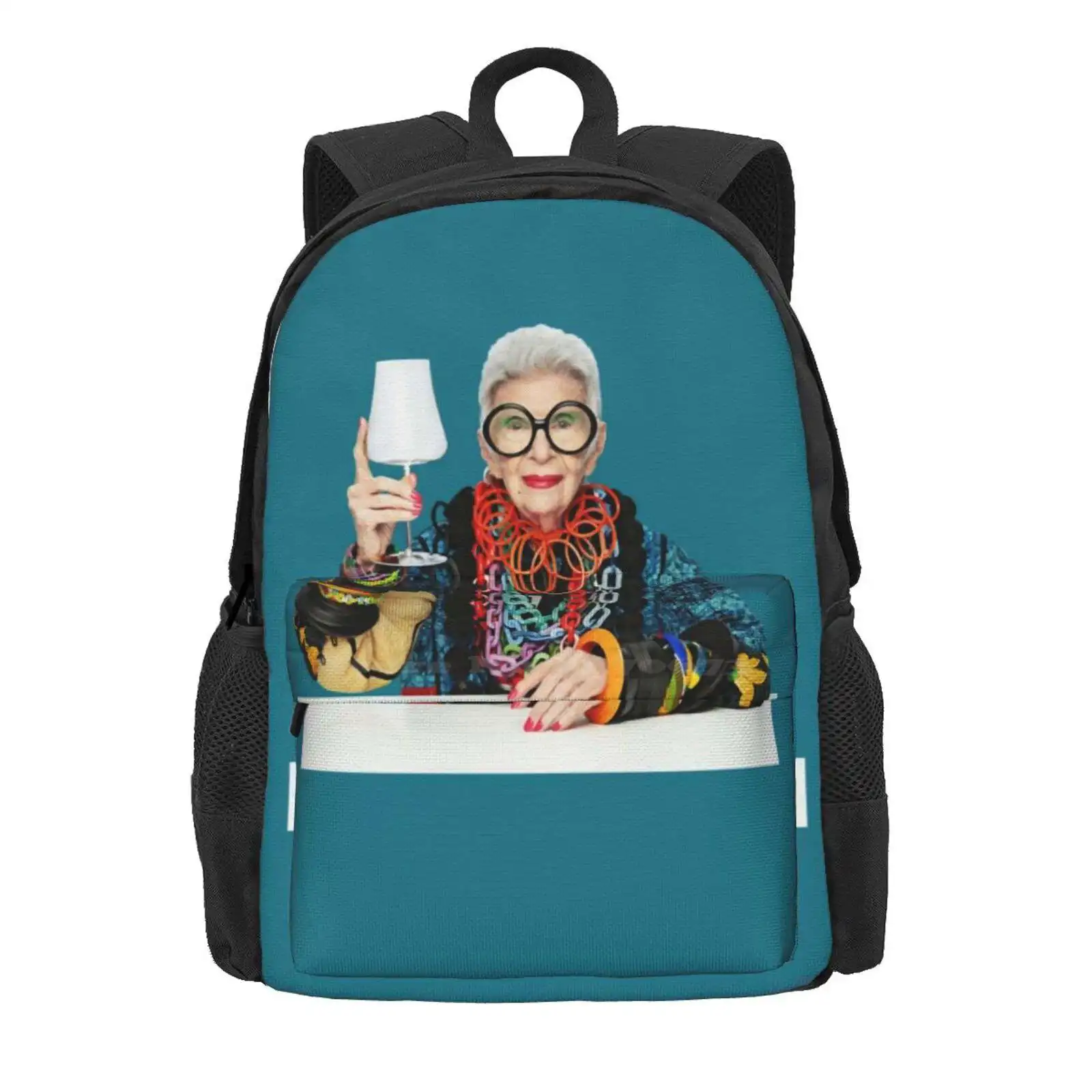 Iris Apfel Fotomodell Hot Sale Schoolbag Backpack Fashion Bags Iris Apfel Designer Fashion Icon Glasses Feminist Attitude Style