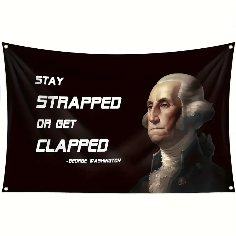 Historical Motivation Tapestry Featuring George Washington Inspiring Strength and Resolve in a Modern Living Space