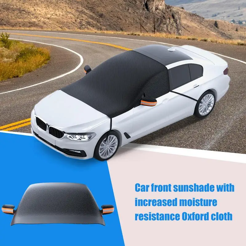 Car Front Window Shades Foldable Automotive Windshield Sunshades Reflective Windproof Car Windshield Sun Shade With Side Mirror