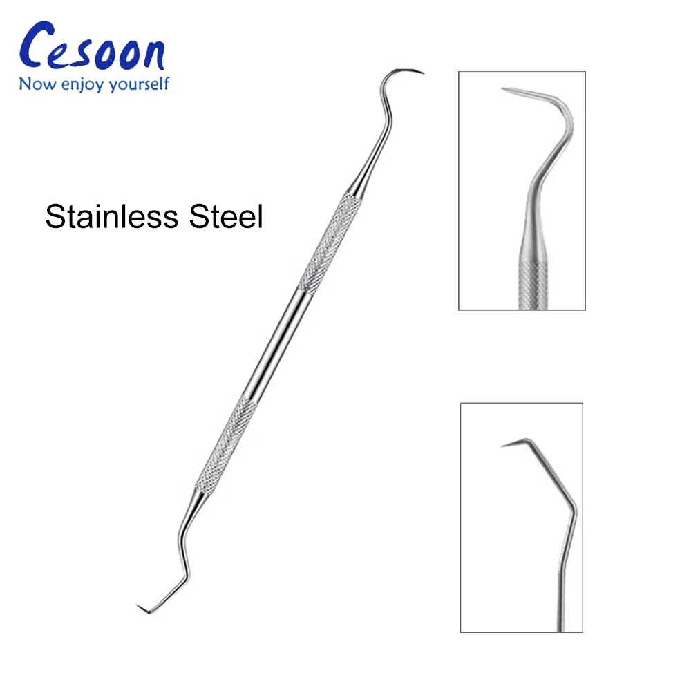 1Pcs Stainless Steel Double Hooks Dental Hygiene Explorer Probe hook Pick Teeth Clean Tartar Scraper Remover Care Instrument