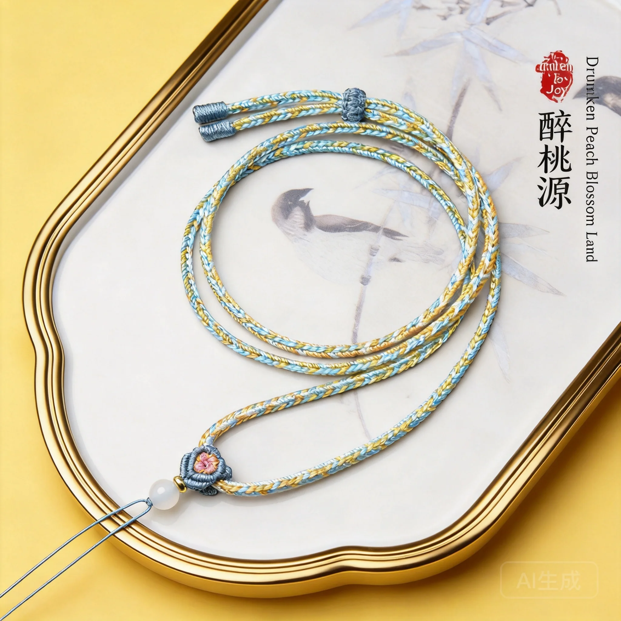 Chinese Style Auspicious Multi Color Hand Woven Eight Strand Braid Peach Knot Adjustable Pendant Rope For Jade Crystal Gold Amul