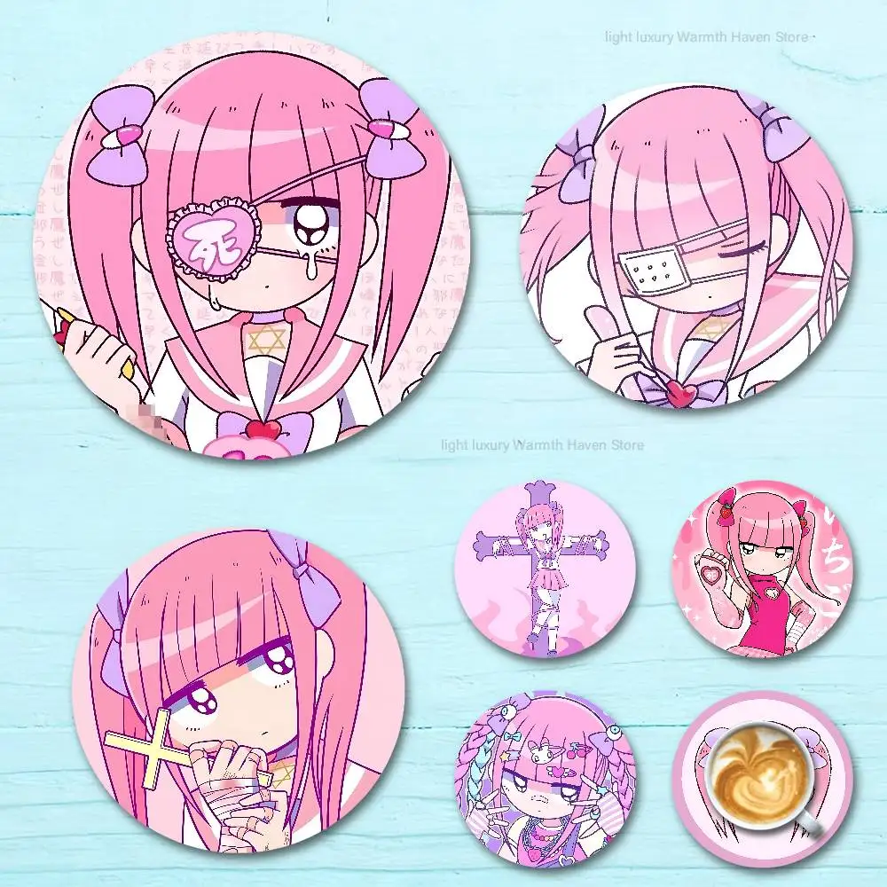 

Cute Girl M-Menhera C-Chan Round Anime Wooden Coasters DIY Decorations Birthday Valentine Gifts