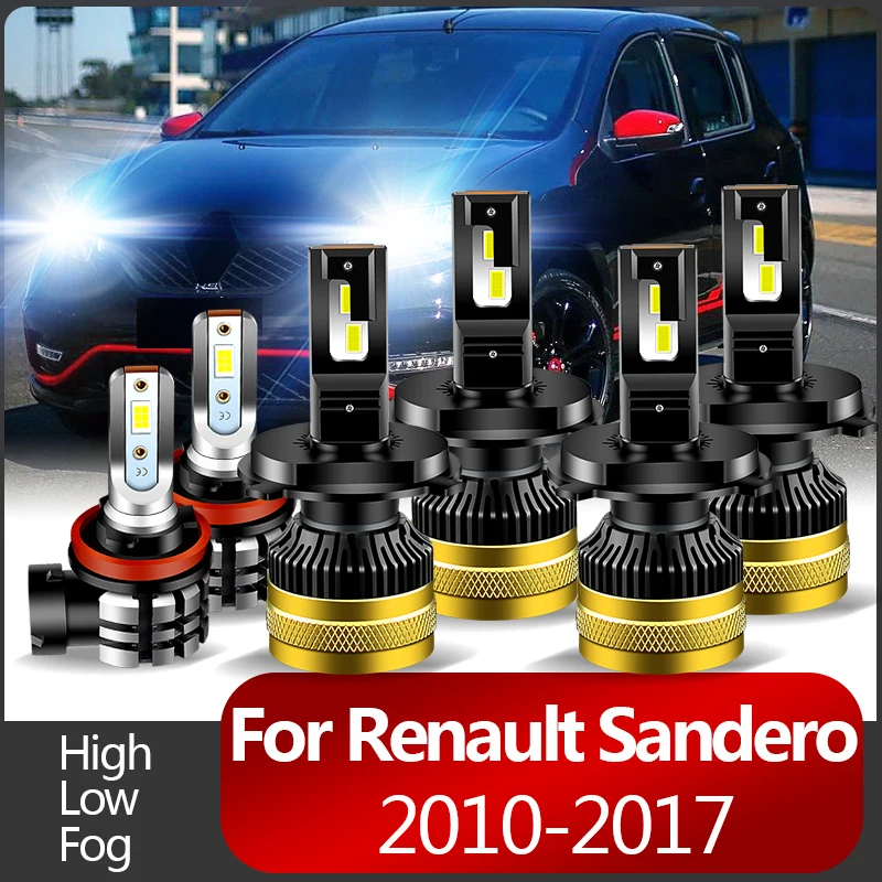 2PCS 30000LM For Renault Sandero 2010-2017 Car LED Headlight Bulbs H4 High Beams Low Beams Fog Lamp High quality Canbus 6000K