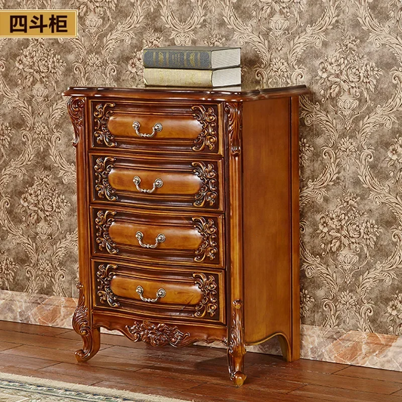 TAO European-style chest of drawers American retro carved three or four solid wood storage rural antique storage old