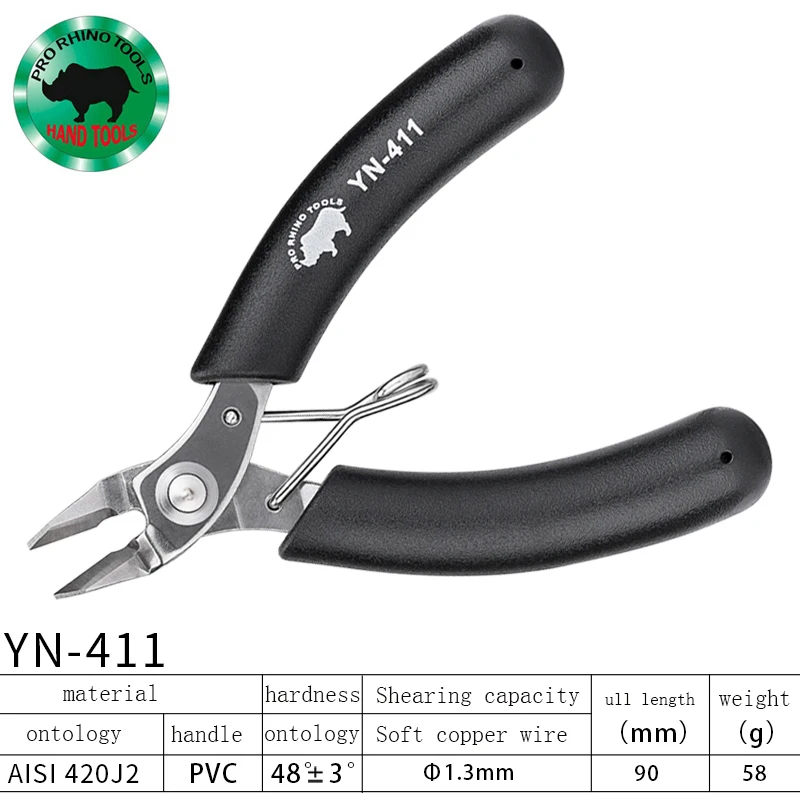 Japan RHINO Mini 4 Inch YP Toothless Needle Nose Pliers Jewelry Electronic Fishing Tackle Industry YN Oblique Wire Cutter