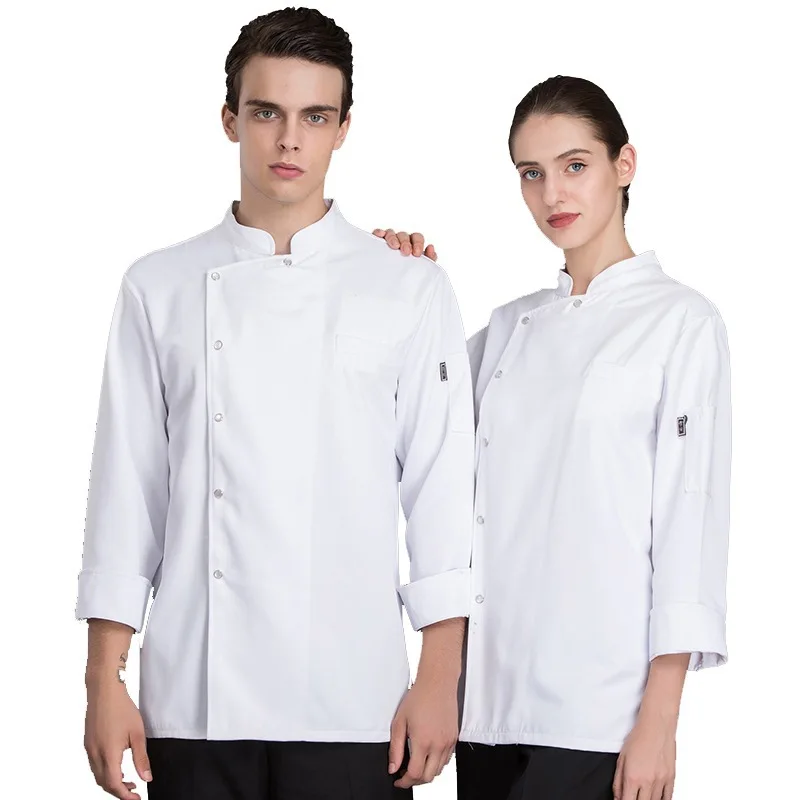 

C009 Chef's Jacket Long-sleeved Restaurants Coat Kitchen Overalls Uniform Chef Coat Women Table Cloths Chef