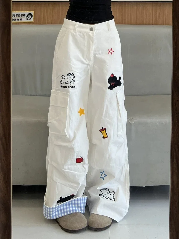 

Y2K Американские повседневные тонкие брюки-карго женские простые базовые модные уличные женские брюки белые летние новые свободные шикарные женские брюки