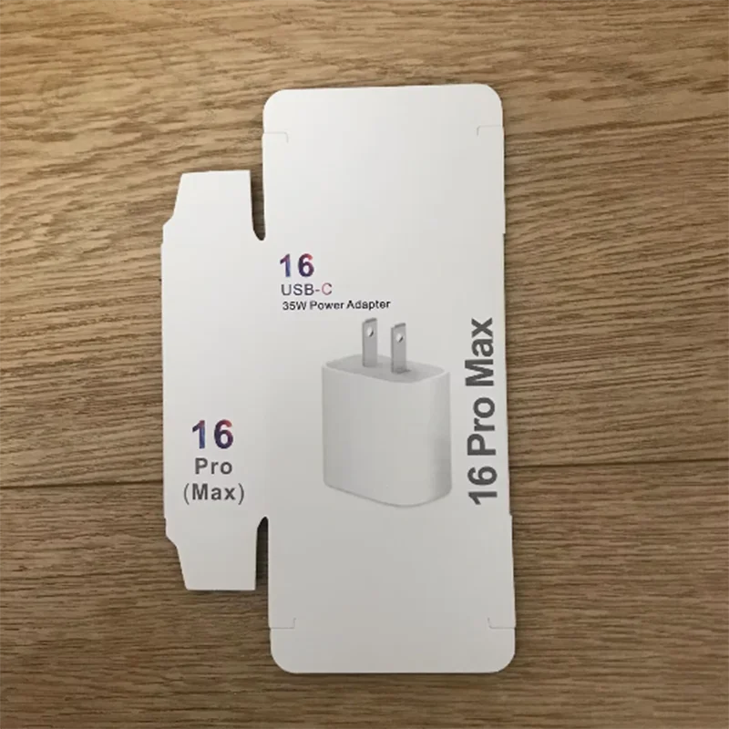 50PCS Empty White Paper Retail Package for iphone 16 16Pro 15 Pro Max 35W Charger Fast Type C PD Charger Display Packaging