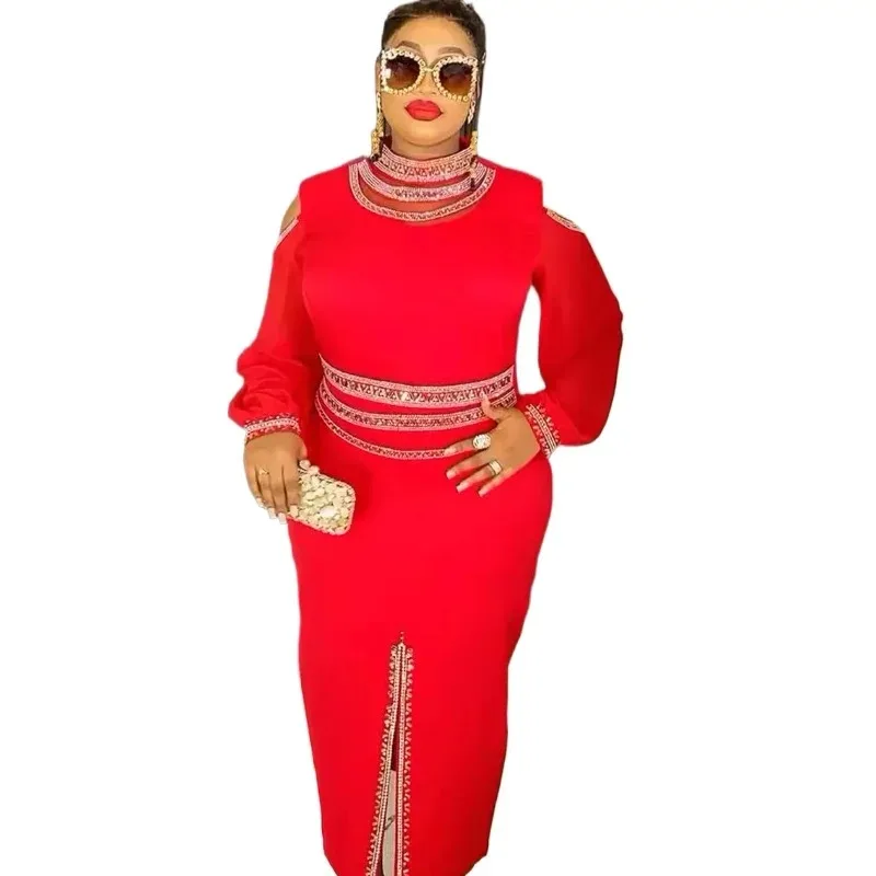 2024 Long Sleeve Dresses For Women Dubai African Wedding Party Prom Evening Gown Dashiki Africa Clothing Office Ladies Robes