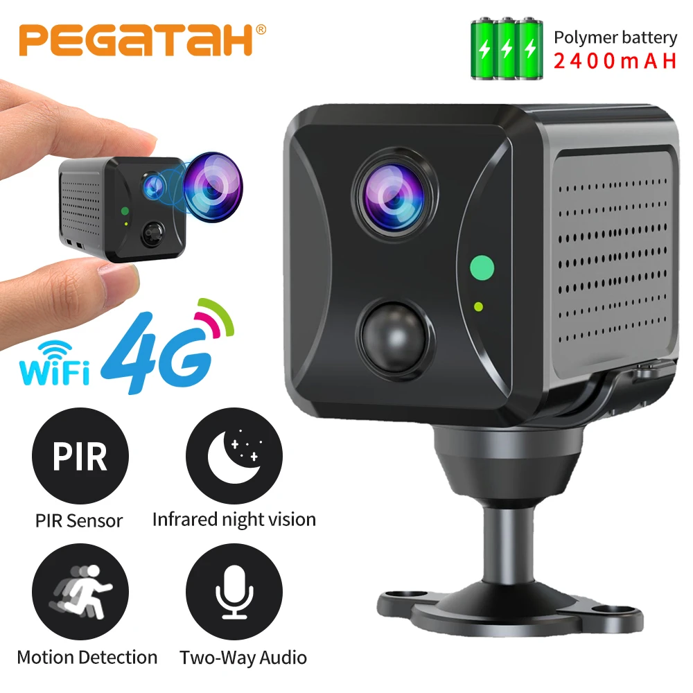 

Mini Camera WIFI Built-in 2400mAh Battery Low Power Security Cam with 4G SIM Card Human Detection Surveillance IP CCTV Cameras