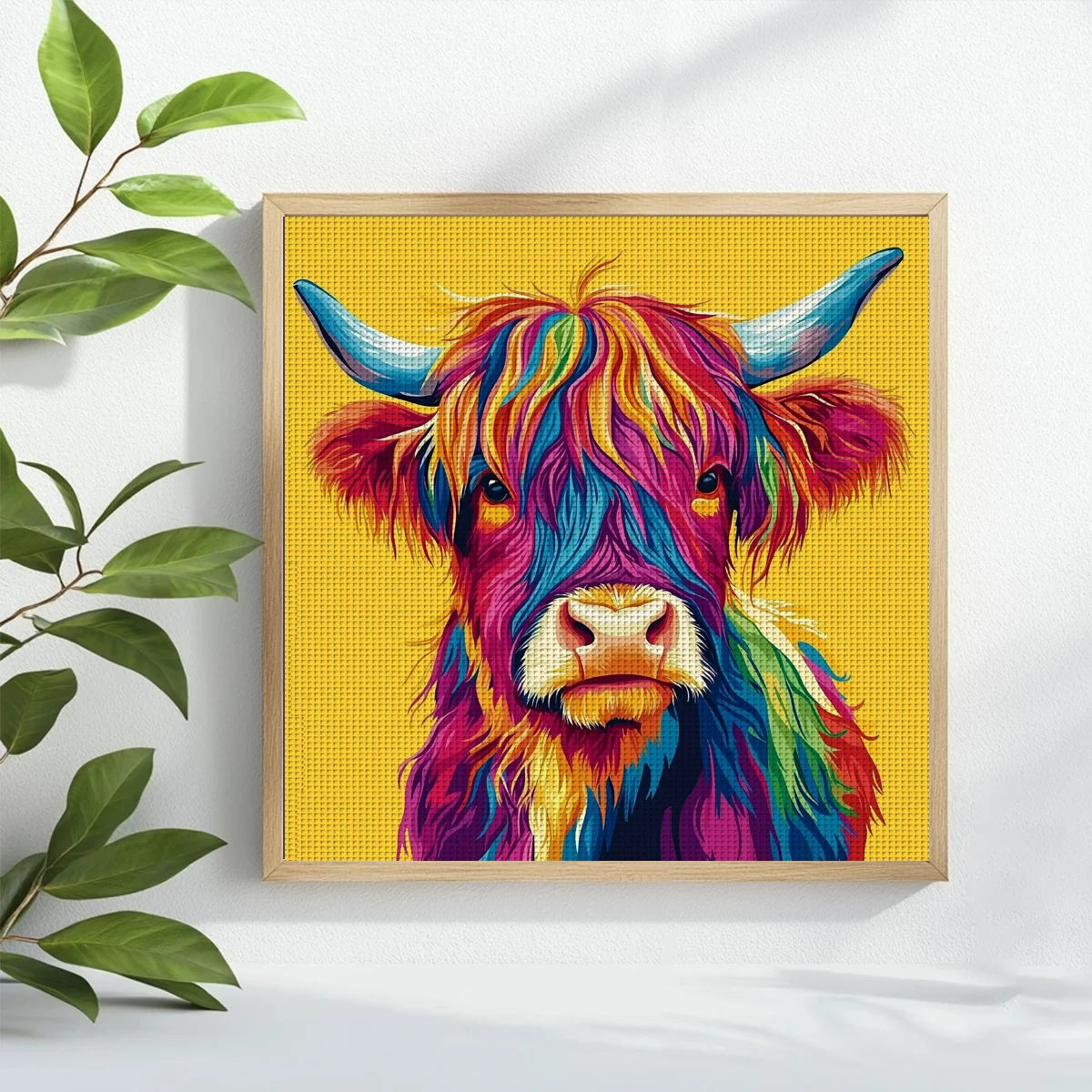 1pc 40X40CM/15.74inch Highland Cattle Stamped Cross Stitch Kit DIY Kit 11CT/14CT DIY Embroidered Set DIY Cross-Stitch Set