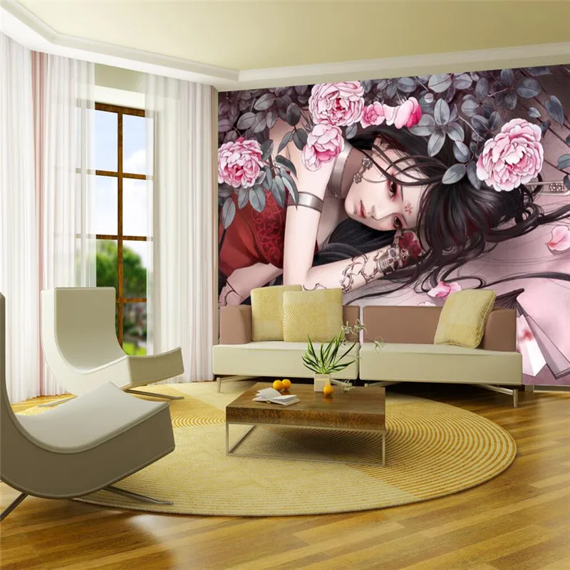 Japanese custom 3D wallpaper mural  Japanese beauty tattoo parlor, restaurant clothing store large mural backdrop personality