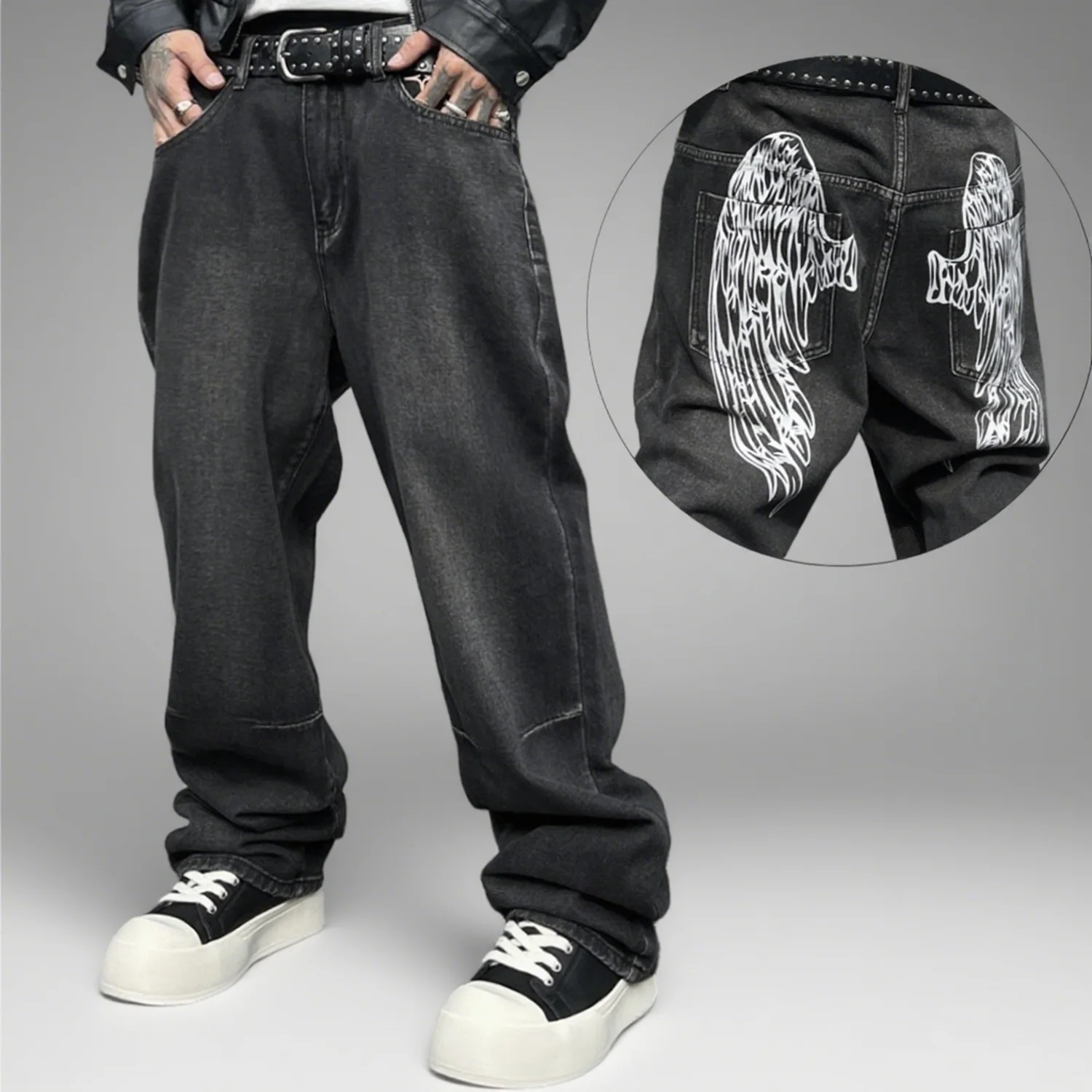 

Men's Black Straight Leg Jeans Retro Wide Leg Denim Pants Streetwear New Simple Washing Pants Baggy Jeans Clothing for Men
