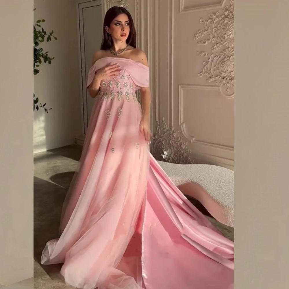 

Jiayigong Satin Beading Draped Clubbing A-line Off-the-shoulder Bespoke Occasion Gown Long Dresses