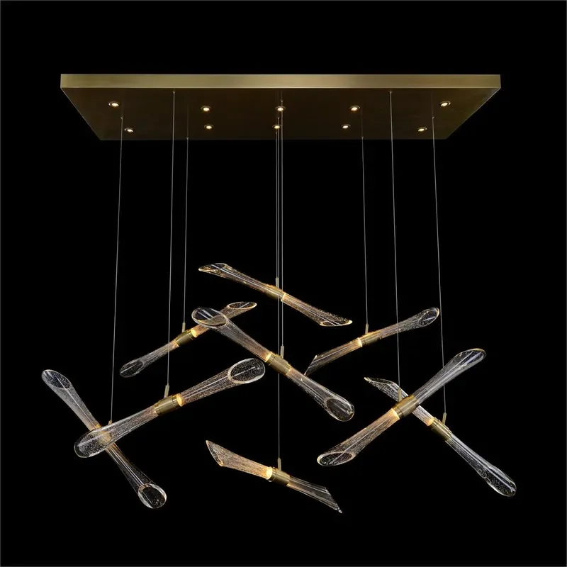 Custom Retro Brass Chandelier with Crystal Pendants American Luxury Lighting for Living Room Villa Artistic Ceiling Lamp
