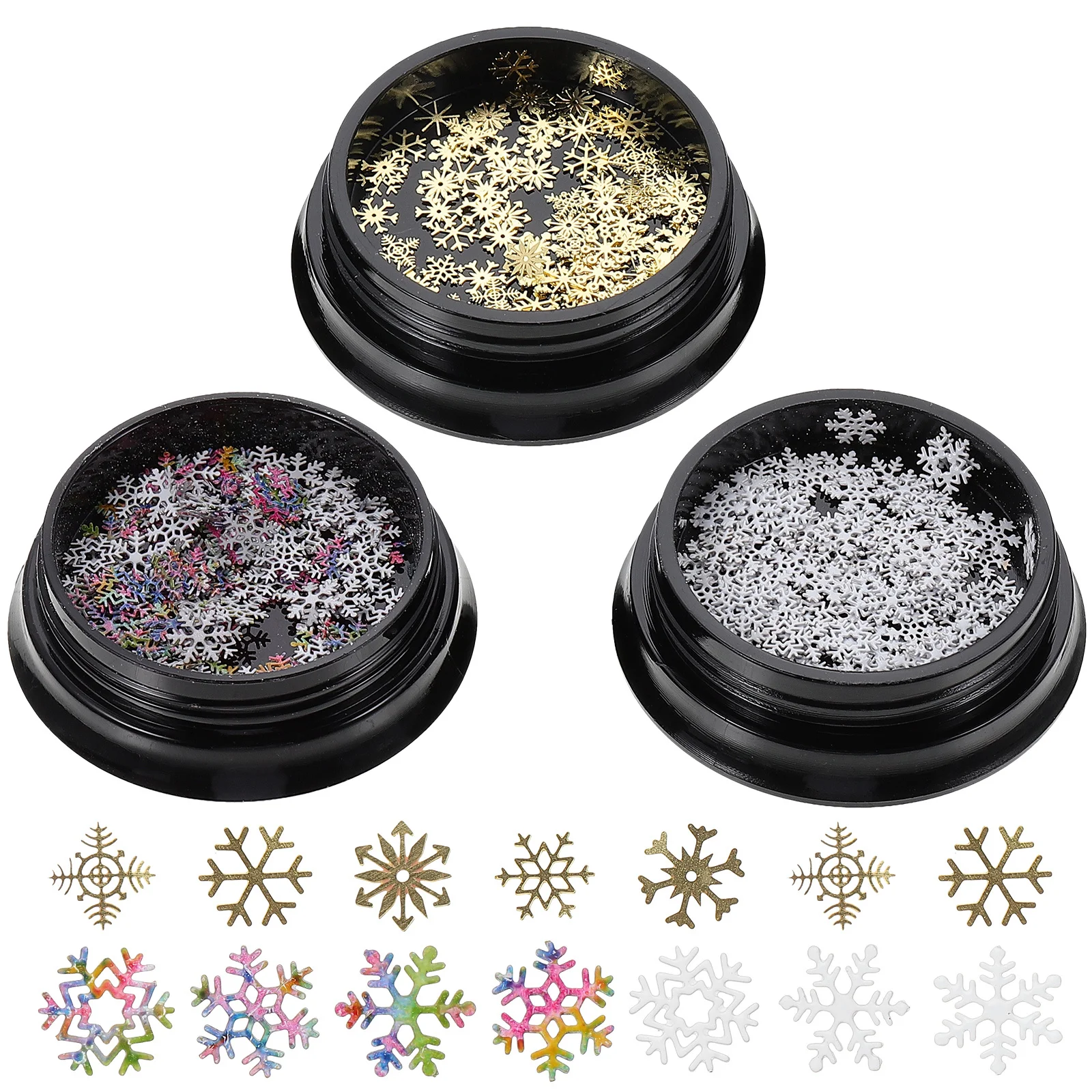 

3 Boxes Christmas Nail Art Sequins Snowflake Glitter Flakes DIY Nail Decoration Party Wedding Festival Manicure