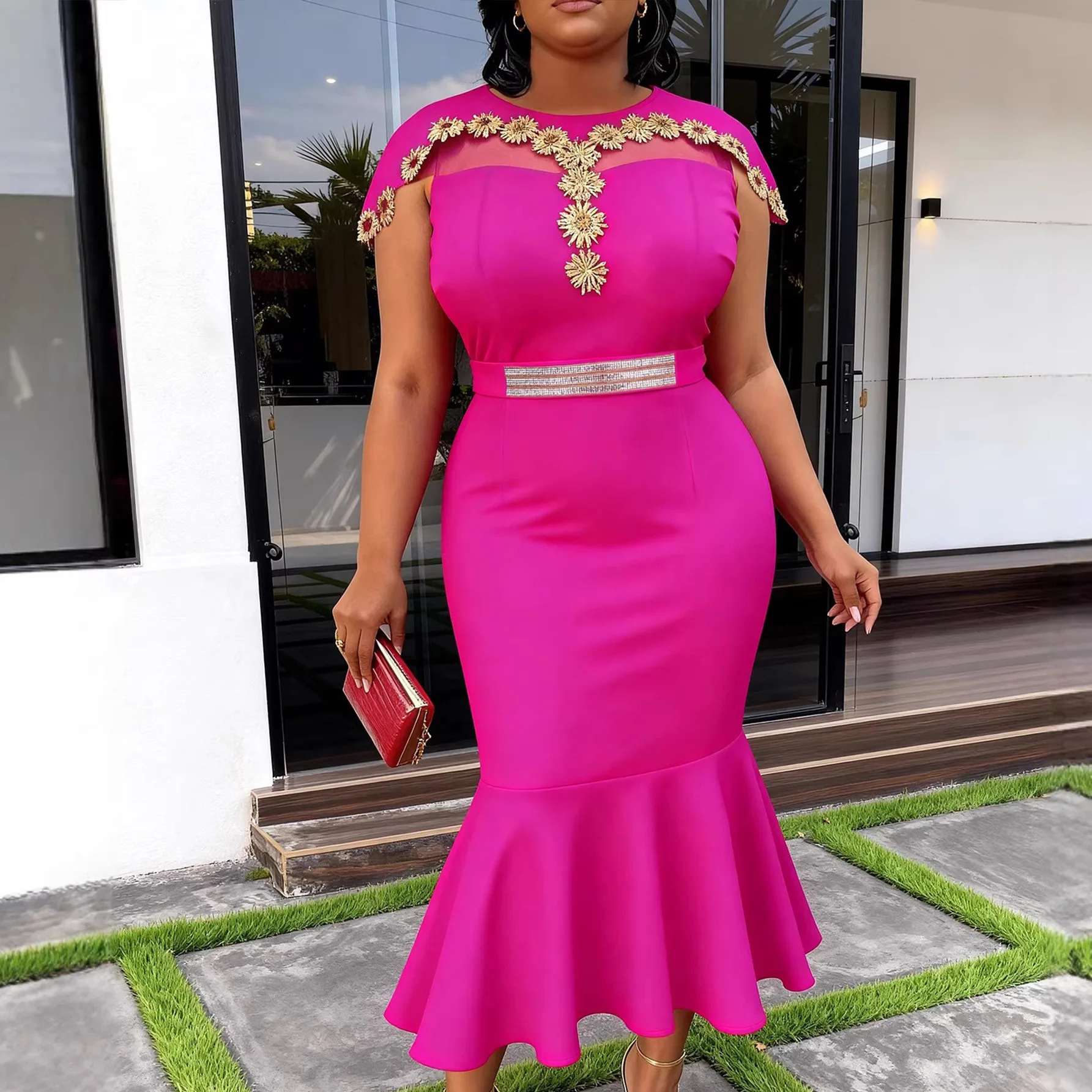

Africa Clothing Dashiki African Dresses for Women Summer Elegant Sleeveless Polyester Party Evening Long Bodycon Dresses