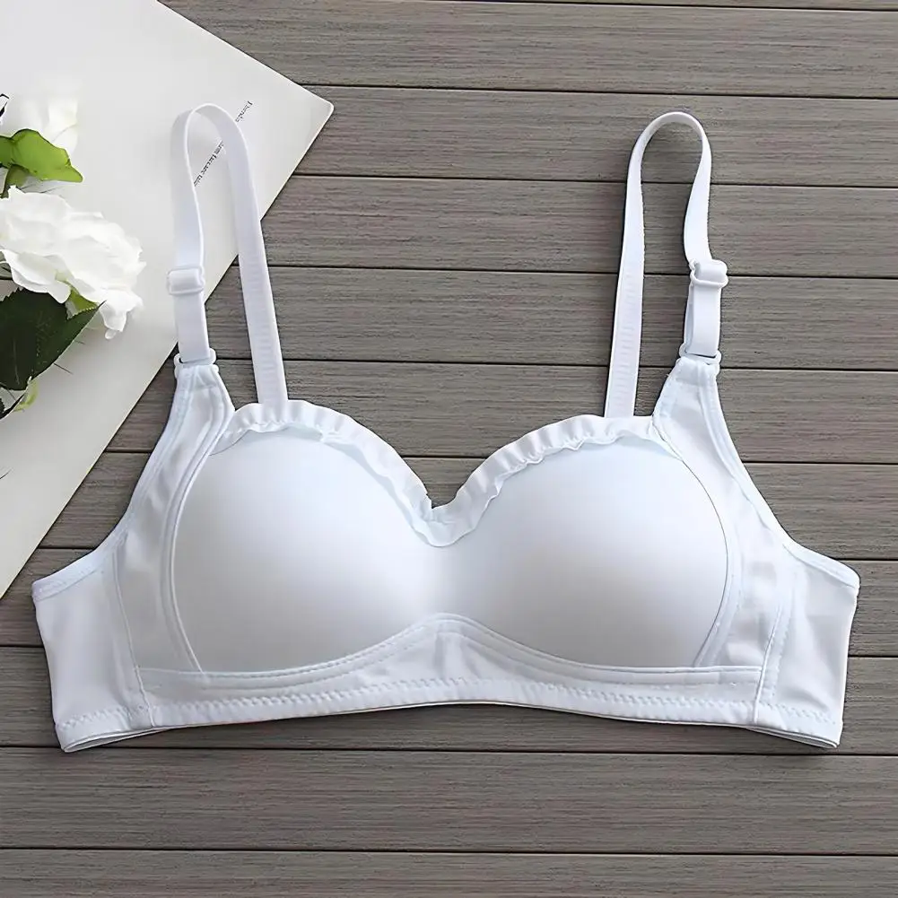 Rear Buckle Bra 3 Pcs Soft Padded Training Bras for Teens Girls Wireless Cropped Cami Bras with Adjustable Straps Light A Cup