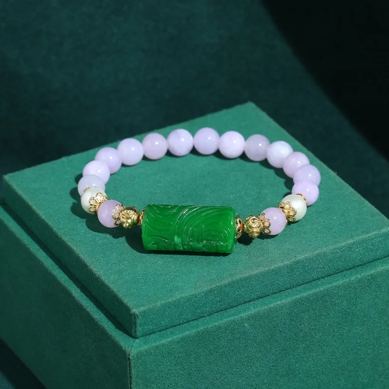 

Vintage Natural Stone Beaded Bracelets Purple Cubic Rectangle Emerald Green Strand Gold Color Woman Dating Trendy Jewelry 2026