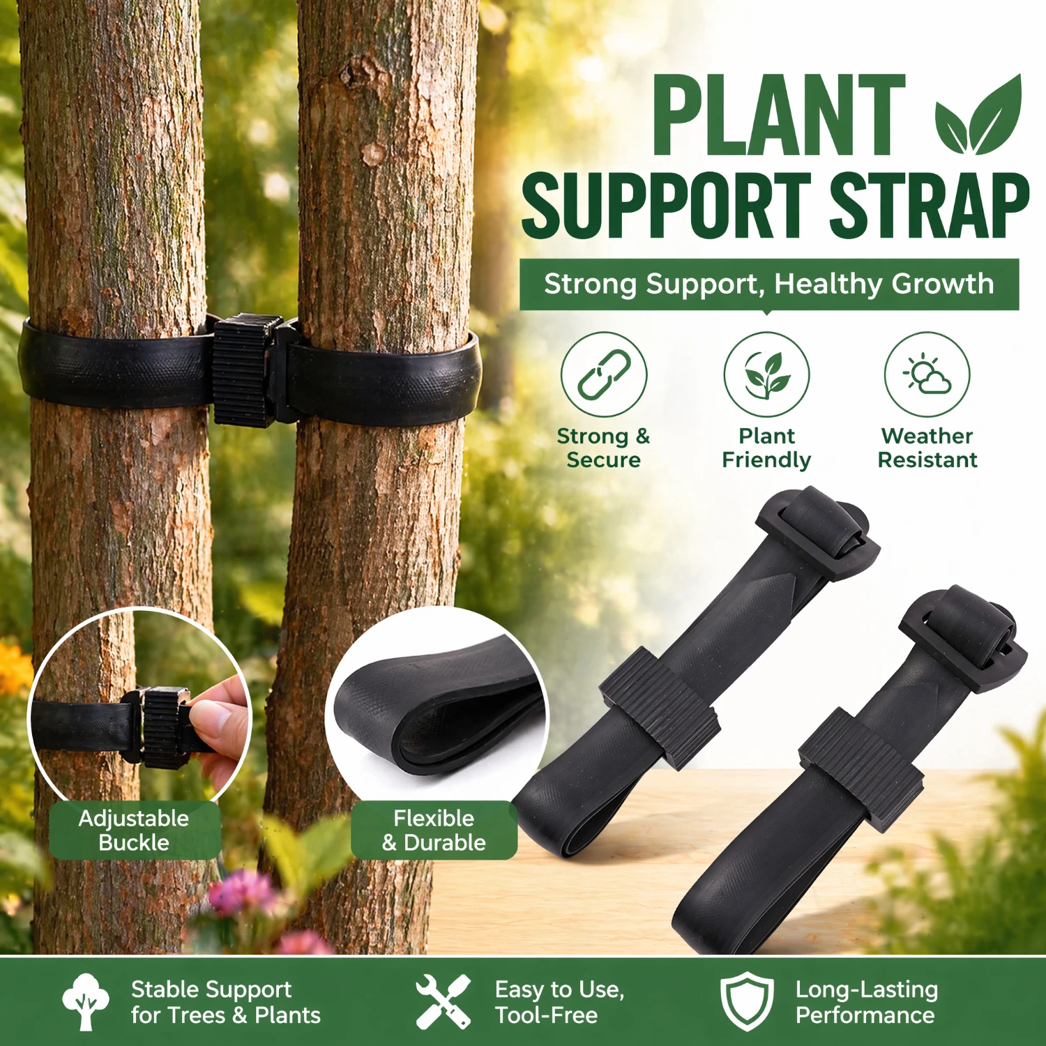 10Pcs Tree Ties Rubber Straps, Adjustable Support Straps  30x1.3cm Tree Stakes and Ties, for Keep Trees Upright