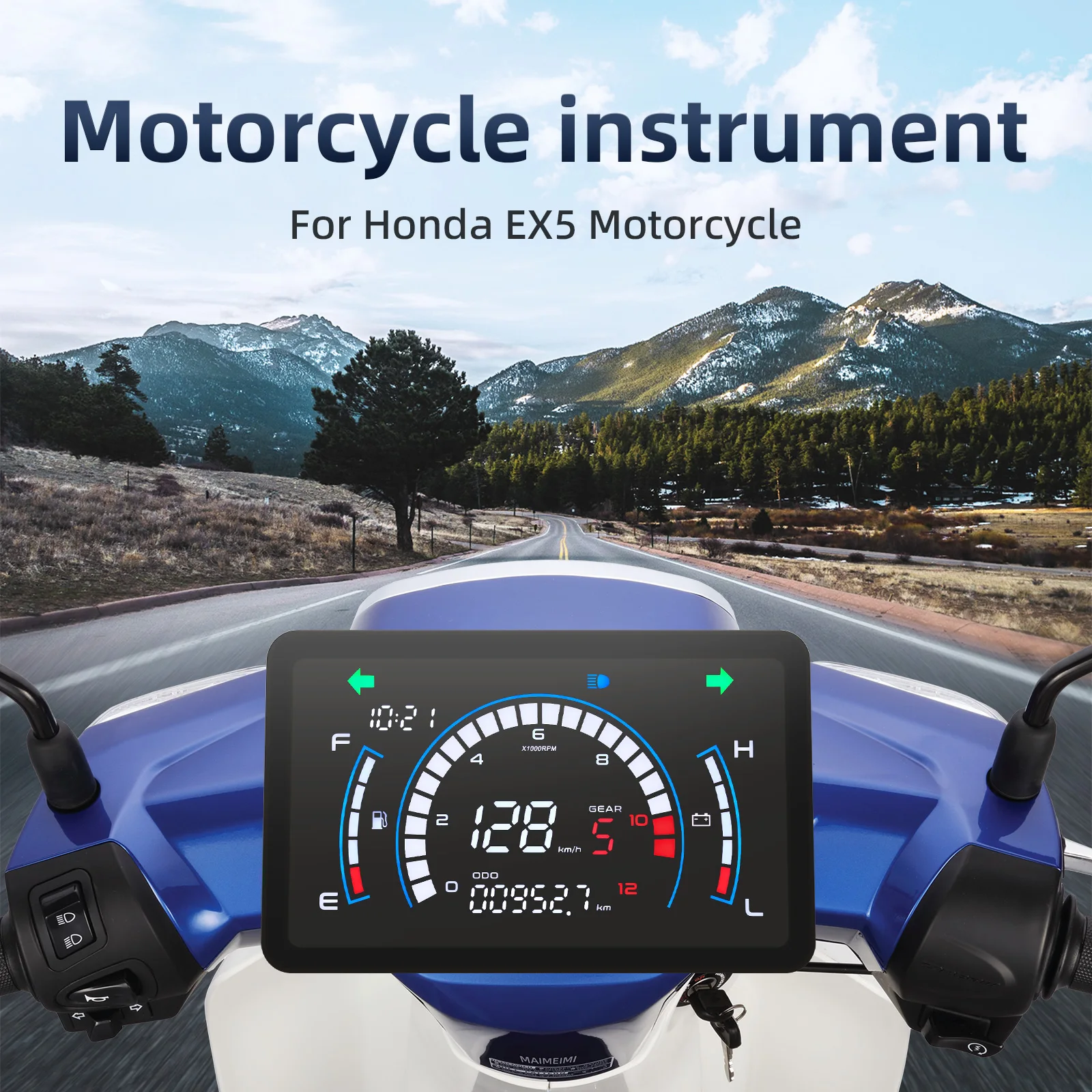 

Водонепроницаемый мотоцикл KMH MPH датчик спидометр цифровой измеритель оборотов тахометр уровень топлива напряжение приборная панель для Honda EX5 Dream