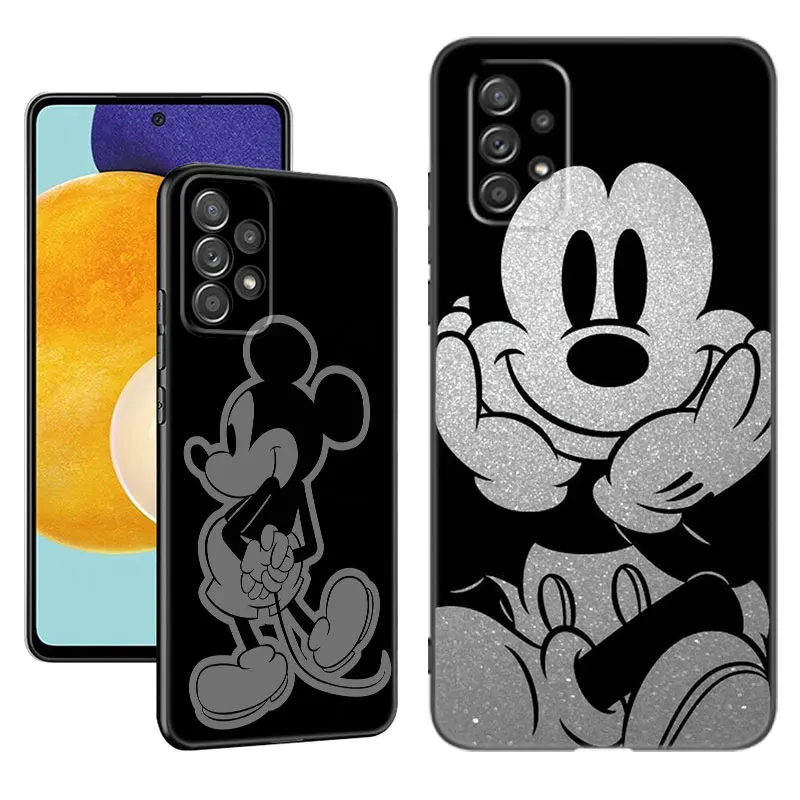 Black M-Mickey Art Phone Case For Samsung A13 A22 A24 A32 A23 A25 A34 A35 A52S A53 A54 A55 A73 A12 A14 A15 A31 A33 A50 A51 A72