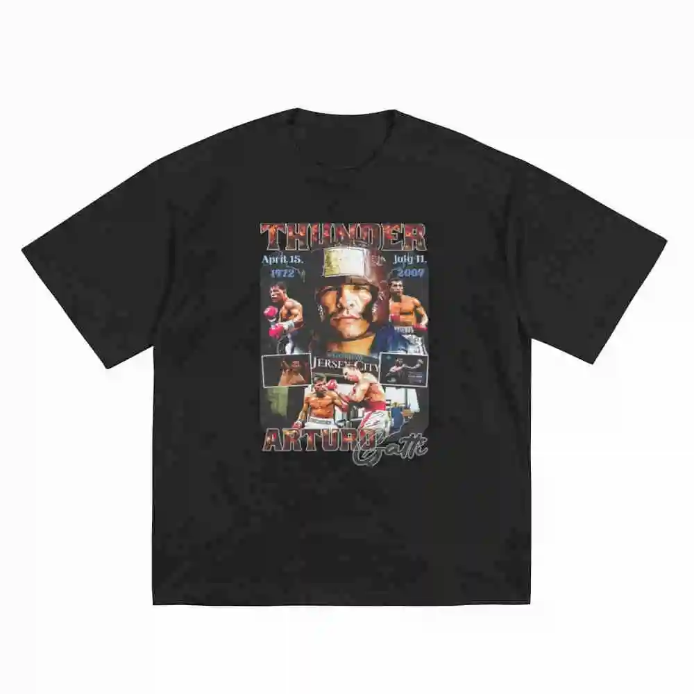 Arturo Gatti Tribute Boxing Thunder Jersey Short Sleeve Tee 100% Cotton T-Shirt